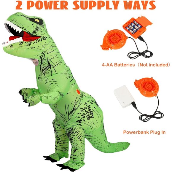 Inflatable Dinosaur Costume，T-Rex Dinosaur Costume Blow up T-Rex Funny Fancy Inf - Picture 2 of 7